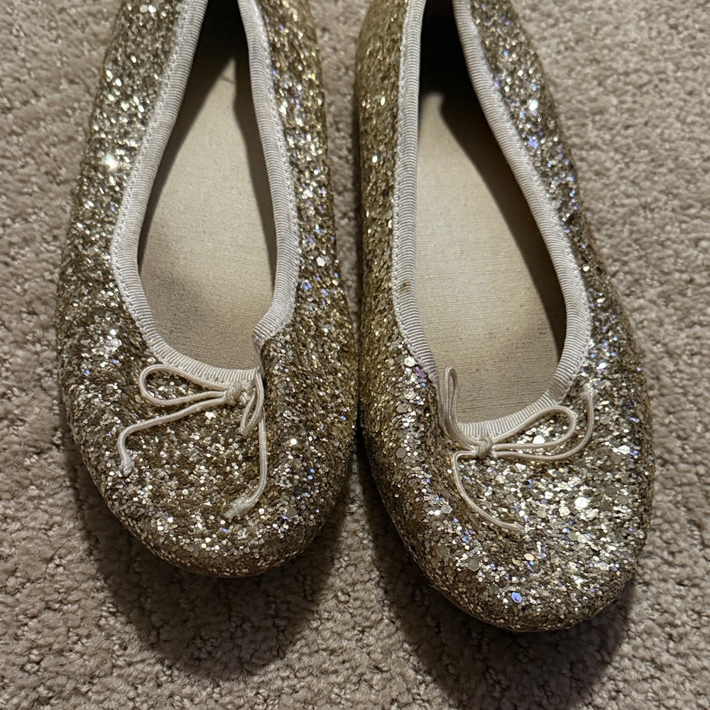 J. Crew Glittery Gold Kids Dress Shoes